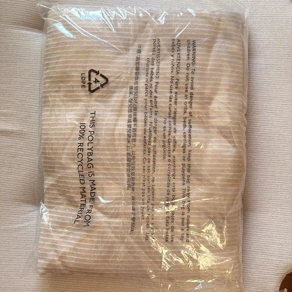 J. Crew Soft Striped Crewneck Long Sleeve Pale Oak White Beige Tee Shirt L - Picture 5 of 5